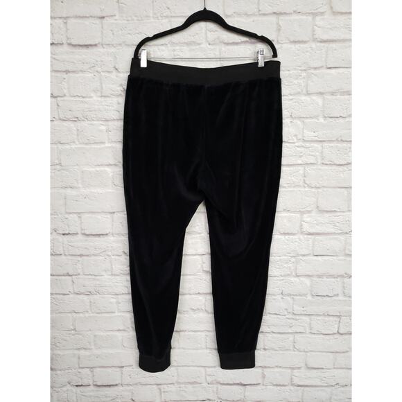 Juicy Couture 90s Y2K Black Velour Track Pants Drawstring Elastic Waist Bling XL - Picture 2 of 12